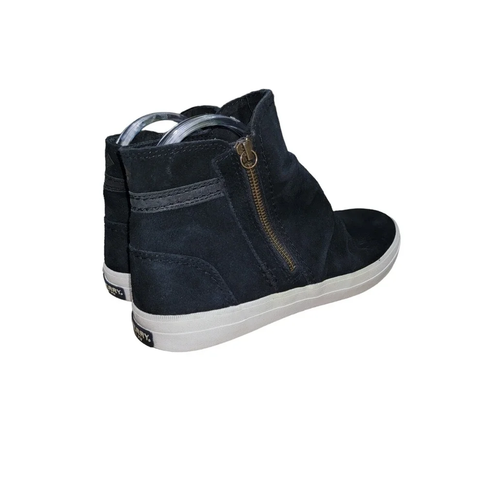 Sperry Top Sider Crest Lug Zone Womens Sz 10 M Black Suede Leather Shoes Sneaker